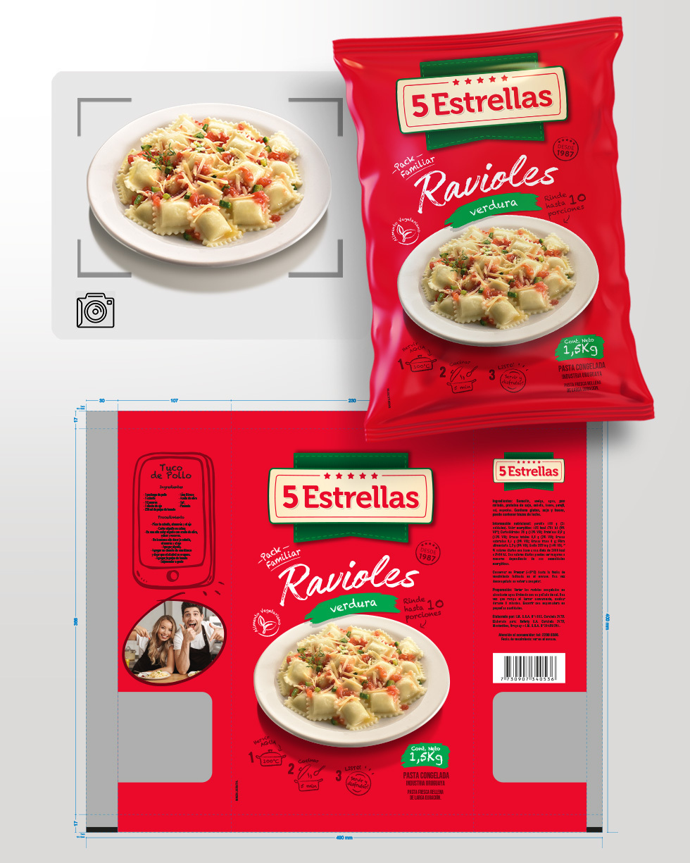 Diseño línea de envases pastas congeladas