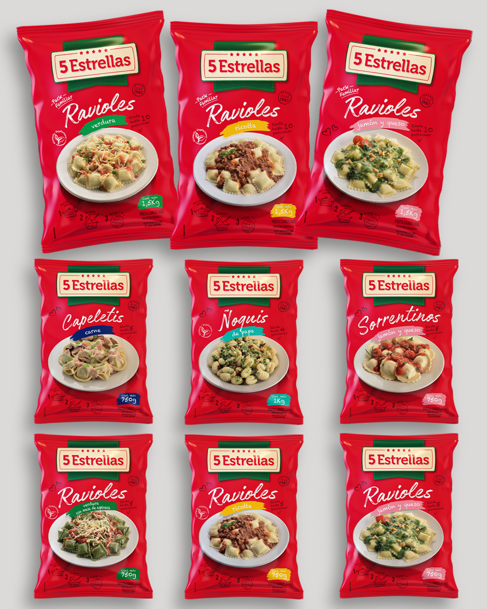 Diseño línea de envases pastas congeladas